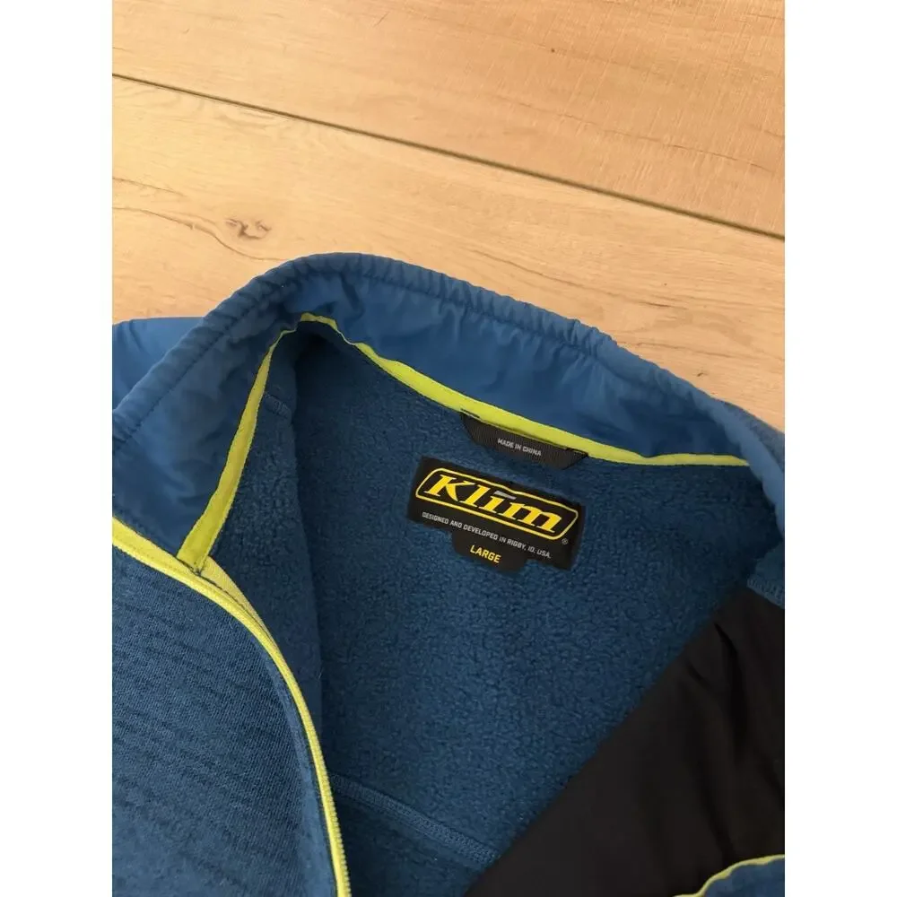 Klim Yukon Pullover Fleece Jacket Blue 1/4 Zip Men’s Large Windproof